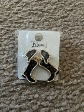 Nicole Black Cowboy Hat & Boots Pearl-Trim Drop Earrings